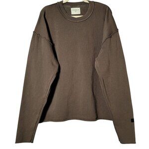 YoungLA Mens Brown 821 Anarchy Crew Neck Long Sleeve Pullover Sweatshirt Large